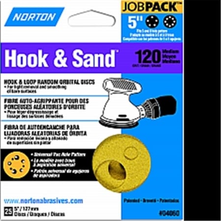 Tool Time 4060 5 in. 5-8 Hole P120 Hook & Loop Discs, 25PK TO3567166