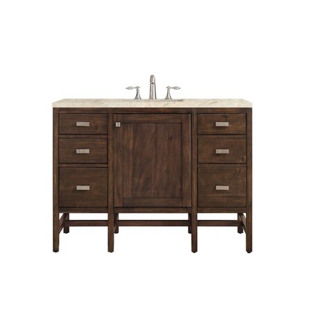 James Martin Vanities Addison 48" Single Vanity, Mid-Century Acacia, w/ 3 CM Tajnar Eclos Top E444-V48-MCA-3TJR