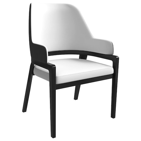 Leisuremod Ethora Collection Modern Wooden Dining Chair in Black Fabric Seat With white top EC22BFW