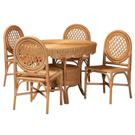 Bali & Pari Troy Natural Rattan Dining Set 260-14188-14176-ZORO