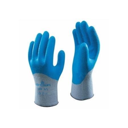 Showa 305 Latex Coated Gloves, 9/Large, Blue/Grey 845-305L-09