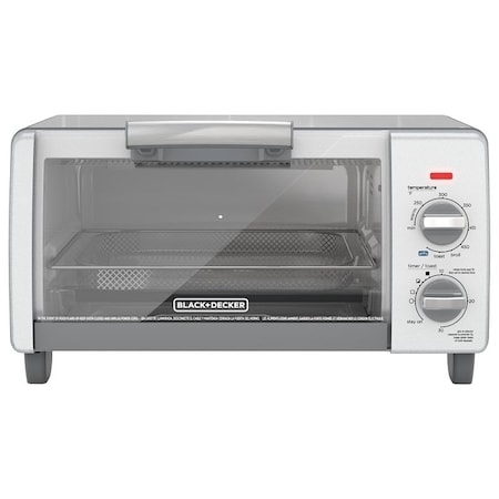 Black & Decker Toaster Oven, 1150 W, 4-Slice, Knob Control, Gray/Silver TO1785SG