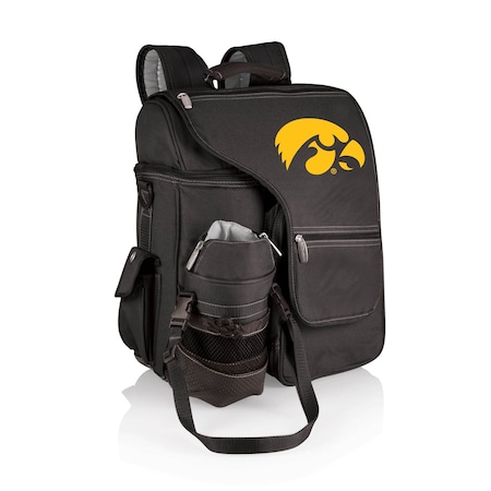 Picnic Time Family Of Brands NCAA Iowa Hawkeyes Turismo Backpack Cooler with Water Bottle CarrierBlack 641-00-175-224-0