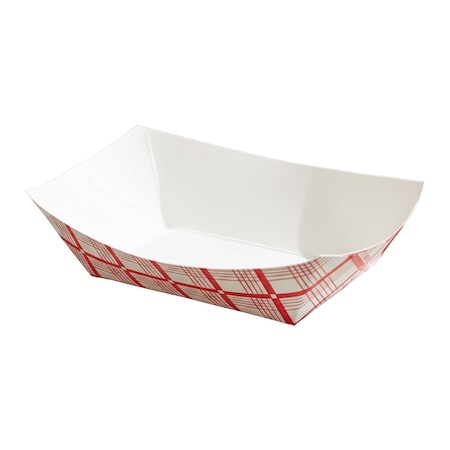 Smarty Had A Party 1 lb Red Plaid Paper Food Trays, 1000PK 5611-RP-CASE
