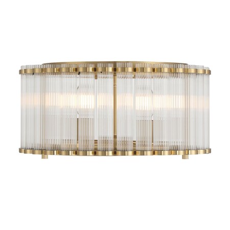 Euf Glasbury, Flush Mount, 5-Light, 18", Gold, Ribbed Glass 49185-010