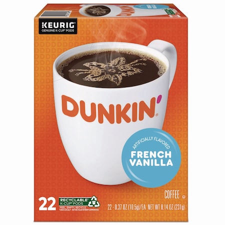 Dunkin Coffee, French Vanilla, Pod, Caffeinated, Ground, 8.14 oz, 22 PK 881334012682