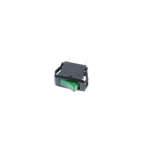 Switch Components Mid-Size Rocker, 3P SPST OFF-ON, Green LED RG1-1A-DC-1-GL
