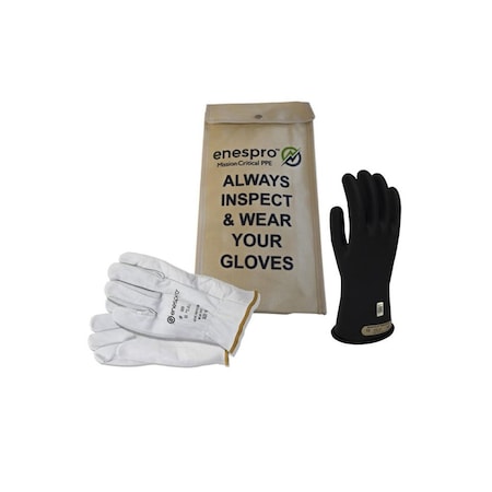 Enespro Voltage Glove Kit, Size 11, rubber/Leather, Black, ASTM Class: Class 00, 500 VAC KITGC00B11