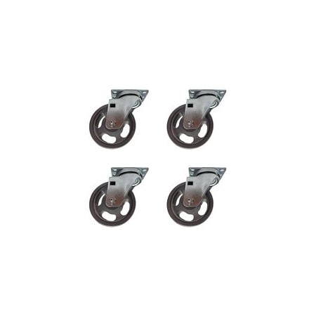 Casterhq 4 Inch Vintage Steel Swivel Set, 4PK HQ1345S-PL1-SS-SET