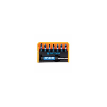 Sm Products 8-Pc. Mach-Blue Impact Driver Bits, Assorted 1 In. Phillips/Square/Torx 19027