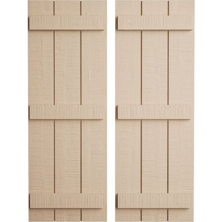 Ekena Millwork Rustic Three Board Joined Board-n-Batten Rough Cedar Faux Wood Shutters, 16 1/2W x 68H, PR SHUBJS16X68RCPR