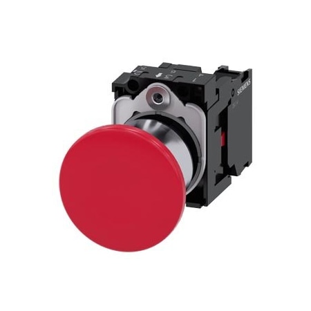 Siemens Mushroom pushbutton, 22 mm, round, metal, shiny, red, 40mm 3SU1150-1BA20-1CA0-ZY19