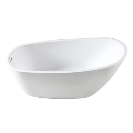 Kingston Brass 72" Acrylic Oval Single Slipper Freestanding Tub with Drain, Glossy White VTRS723228