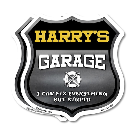 Signmission Harry's Garage I Can Fix Everything But Stupid, 12 inch X 12 inch, Aluminum Metal Sign, 2PK SHI-A-2PACK-12-490-HARRY