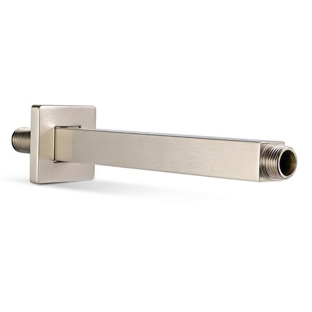 Supplygiant 10 in Straight Ceiling Mount Shower Arm, Flange, Square Arm for Rain Showerhead, Nickel Finish 74-TB32DT-O