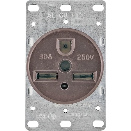 Eaton Wiring Devices Straight Blade Receptacle, 6-30R, 30 A, 250V AC, 2 Pole, 3 Wire, Flush Mount, Grounded AH1234BK-BOX