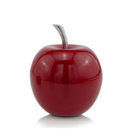 Homeroots 11" Red and Silver Aluminum Decorative Apple 354600