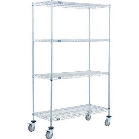 Global Industrial Nexel 4 Shelf Truck, Nexelate, 54"W x 24"D x 60"H, Polyurethane Swivel Casters, 2 Brakes B3156619