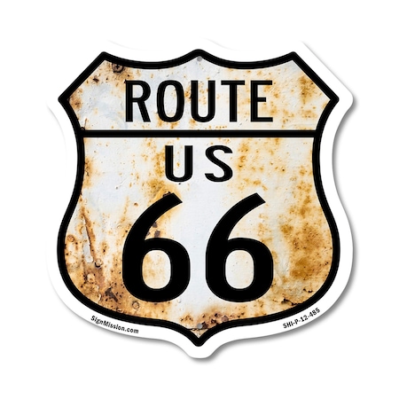Signmission Route Us 66 Rustic, 12 Inch X 12 Inch, Plastic Sign SHI-P-12-485