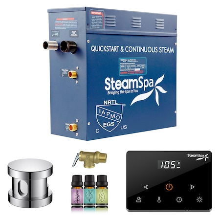 Steamspa Oasis Series 4.5KW Steam Bath Generator w/Continuous Steam Plus Handheld Control in Polished Chrome OAW450CH