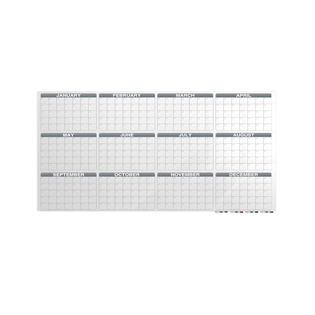 Ghent Calendar Aria Low Profile Glassboard, 1 Year Calendar, Non-Magnetic, 4'H x 6'W GRPARIASN31Y-46