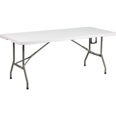 Flash Furniture Rectangle Wh 30X72 Plastic Bi-Fold Table, 30" W, 72" L, 29" H, Plastic Top, White DAD-YCZ-183Z-GG