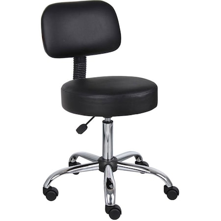 Boss Office Products Boss Medical Stool with Backrest - Vinyl - Black B245-BK