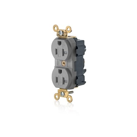 Leviton Lev-Lok Industrial Grade Tamper Resistant Duplex Receptacle, 20 Amp, 125 Volt M5362-SGG