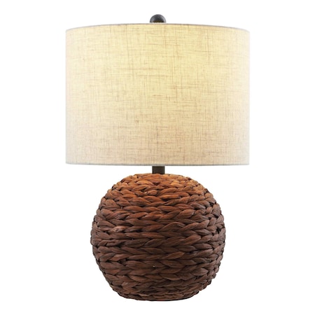 Jonathan Y Camilo 21.5" Modern Coastal Woven Rattan Globe LED Table Lamp, Dark Brown JYL6514B