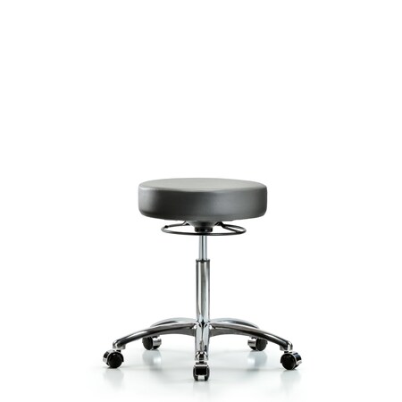 Blue Ridge Ergonomics Vinyl Stool, Chrome, Med Bench, Casters, Sterling BR-VMBSO-CR-NF-CC-8840