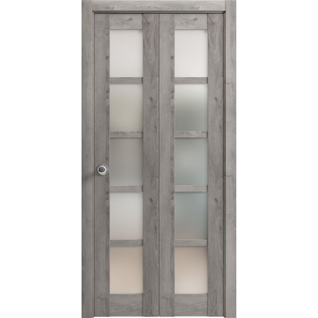 Sartodoors Sliding Closet Bi-fold Doors Grey Solid Core Modern Interior QUADRO4002BF-NEB-36 x 80 (2* 18x80)