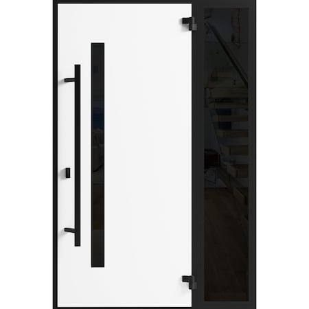 Vdomdoors Front Exterior Prehung Steel Door Ronex0162 Red Oak Sidelight Exterior Window Sidelite Entry Metal RONEX0162EXD-RED-W36+12 X H80-LH-I
