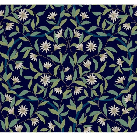 York Wallcoverings Jasmine Blue Metallic Wallpaper GO8251