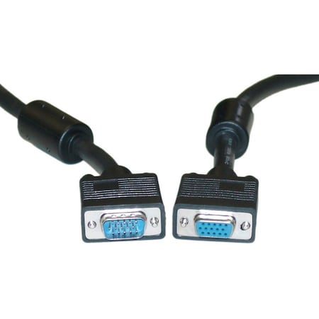 Cable Wholesale SVGA Extension Cable with Ferrites, Black, HD15 Male to HD15 Female, Coaxial 10H1-20225