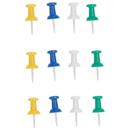 Prosource Push Pin, 23 mm L, Plastic, Assorted Colors, Round Head PH-121152-PS