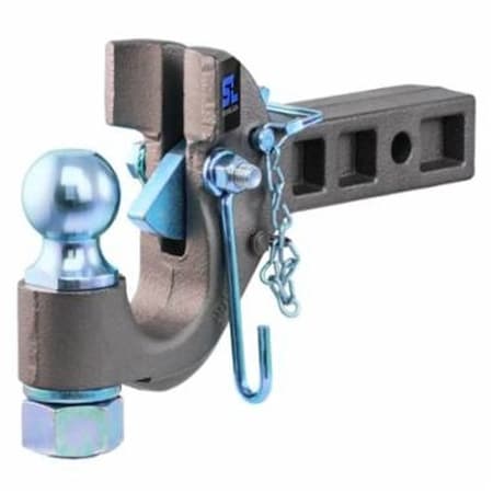 Curt Secure Latch Series Ball and Pintle Hitch, 2-1/2 to 3 in Dia Eye, 6 in H, Carbon Steel 48407