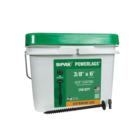 Spax 3/8 in x 6 in Exterior Structural Wood Lag Screws Powerlags Washer Head T-Star Bulk Pail, 150PK 3581821001520
