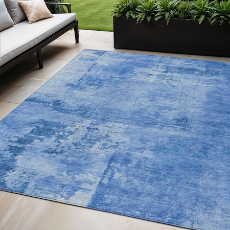 Homeroots 5' X 8' Navy Blue And Ivory Abstract Washable Indoor Outdoor Area Rug 602726