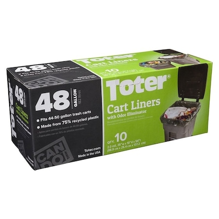 Toter GB048R8000 Trash Cart Liner, 48 gal Capacity, Plastic, Black GB048-R1000