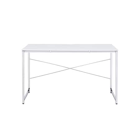 Homeroots 47" White and Silver Writing Desk 491488