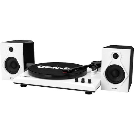 Gemini Belt Drive Turntable Set, 3 Speed Record Player W 2 Speakers BlackWhite TT-900BW