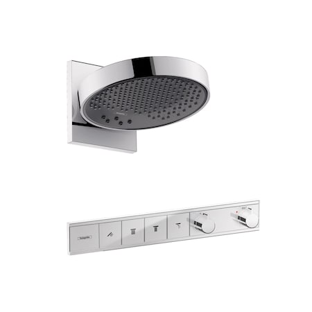 Hansgrohe Rainfinity Showerhead 250 3-Jet, 2.5 GPM w/ RainSelect Thermostatic Trim for 4 Functions in Chrome 04863000