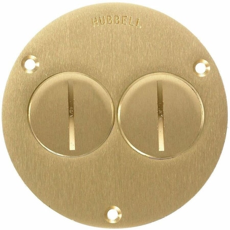 Hubbell Wiring Device-Kellems Box Cover, Floor Box Type, 2 Gang, Brass S3725