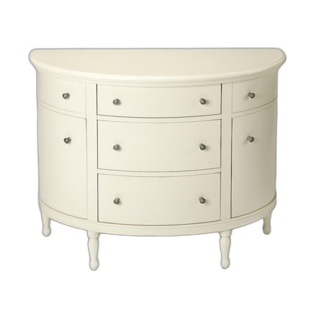 Homeroots 41in White Solid Wood Five Drawer Sideboard with Two Doors 389788