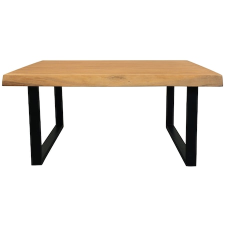 Homeroots 39" Natural And Black Solid Wood And Iron Square Distressed Coffee Table 558160