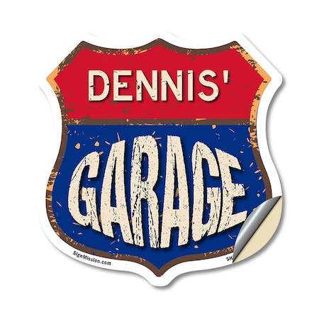 Signmission Dennis's Garage, 18 Inch X 18 Inch, Vinyl Decal SHI-D-18-383-DENNIS