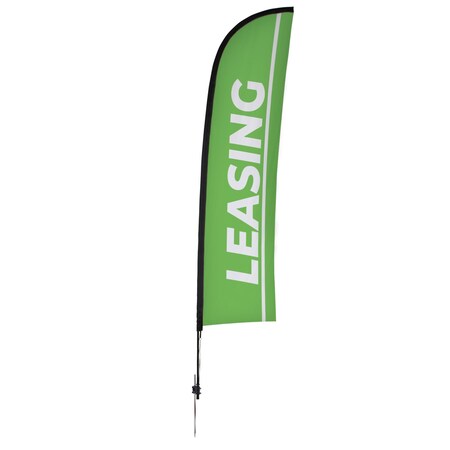 Showdown Displays 13 Ft  Premium Blade Sail Sign Kit (Double-Sided With Ground Spike Base) - Leasing Green 908120-008