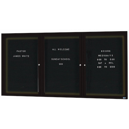 Aarco Illuminated Outdoor Enclosed Directory w/ Al Frame, Powder Coated Black, 48''Hx96''W OADC4896-3IBK