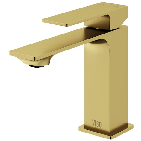 Vigo Dunn Single Handle Single-Hole Bathroom Faucet in Matte Brushed Gold VG01054MG