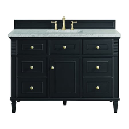 James Martin Vanities Lorelai 48'' S Vanity, Black Onyx w/ Jasmine Pearl Silestone Top w/FreePower Wireless Charger 424-V48-BKO-FEJP